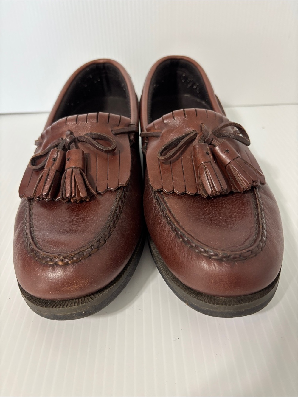 Hunter's Bay Leather Collection Men's Brown Tasseled Loafers Full Grain Shoes
